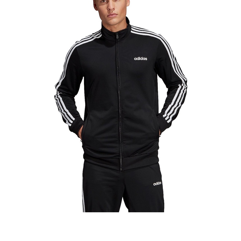 RED Adidas Men's Essential 3-Stripe Tricot Track Jacket